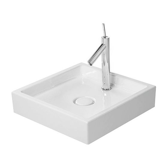 Duravit Starck 1 Aufsatzbecken 470mm, Weiß Hochglanz, WonderGliss, Rechteckig, ohne Überlauf und HLB, 1 HL