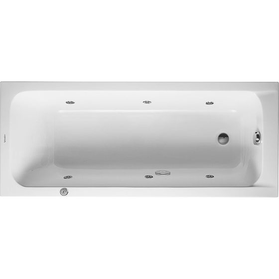 Duravit D-Code Whirlwanne Rechteckig, Einbau, 700x1700x420mm, Jet Project, 1 RS, Ablauf Fuß, 110l, Innen 400mm, Weiß glänzend