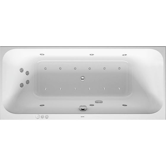 Duravit Happy D.2 Plus Whirlwanne rechteckig, Einbau, 800x1800x480mm Combi-System P, 2 RS, 180l, Innen 460mm Weiß glänzend