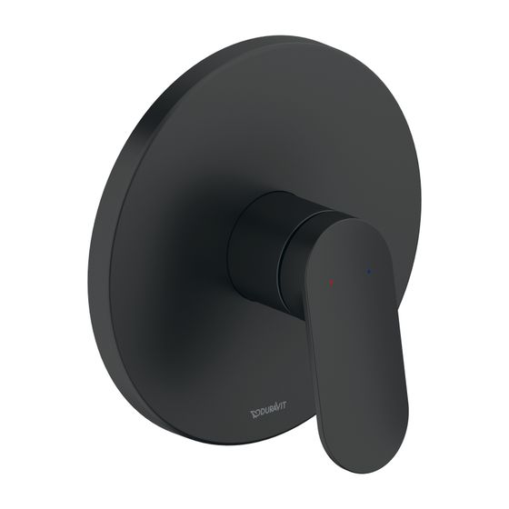Duravit Wave Einhebel-Brausemischer Unterputz, 1 Verbraucher, Mattschwarz, 24,5l/min, Rosette rund, mit Funktionseinheit
