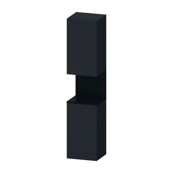 Duravit Qatego Hochschrank Dekor 360x400x1760mm Graphit SM/Eiche Mattschwarz, 2 Türen L, Grifflos, 2 Glas-FB, 1 oF M, 70mm