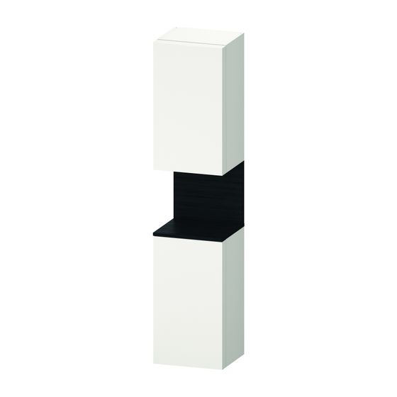 Duravit Qatego Hochschrank Dekor 360x400x1760mm Weiß SM/Eiche Mattschwarz, 2 Türen L, Grifflos, 2 Glas-FB, 1 oF M, 70mm Ni-Bel