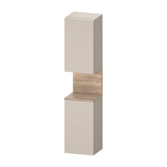Duravit Qatego Hochschrank Dekor 360x400x1760mm Taupe Matt/Eiche Marmoriert Matt, 2 Tür R, o.Gr. 2 Glas-FB, 1 oF M, 70mm NiBel