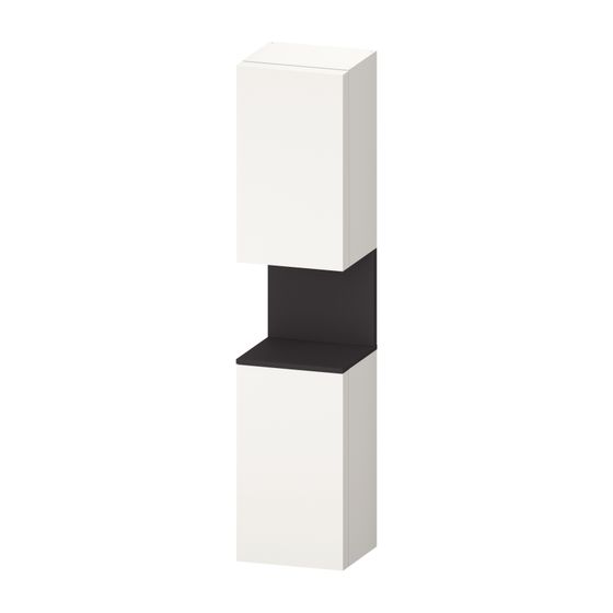 Duravit Qatego Hochschrank Dekor 360x400x1760mm Weiß SM/Graphit SM, 2 Türen R, Grifflos, 2 Glas-FB, 1 oF mitte, 70mm Tip-on