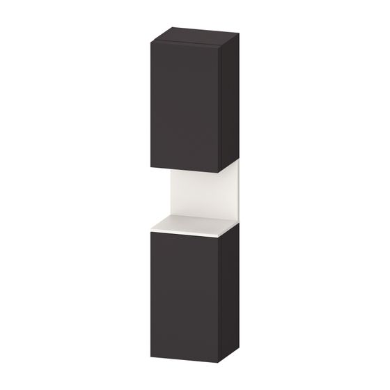 Duravit Qatego Hochschrank Dekor 360x400x1760mm Graphit SM/Weiß SM, 2 Türen R, Grifflos, 2 Glas-FB, 1 oF mitte, 70mm Ni-Bel
