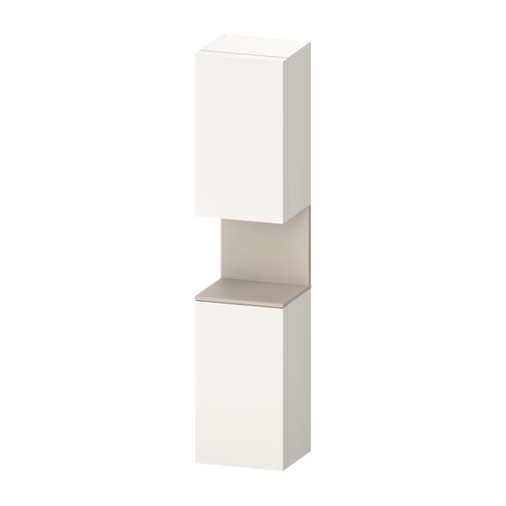 Duravit Qatego Hochschrank Dekor 360x400x1760mm Weiß SM/Taupe Matt, 2 Türen R, Grifflos, 2 Glas-FB, 1 oF mitte, 70mm Tip-on