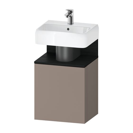 Duravit Qatego Waschtischunterbau wandh. 350x440x645mm L, Basalt Matt/Eiche Mattschwarz Grifflos 1 Tür, Tip-on