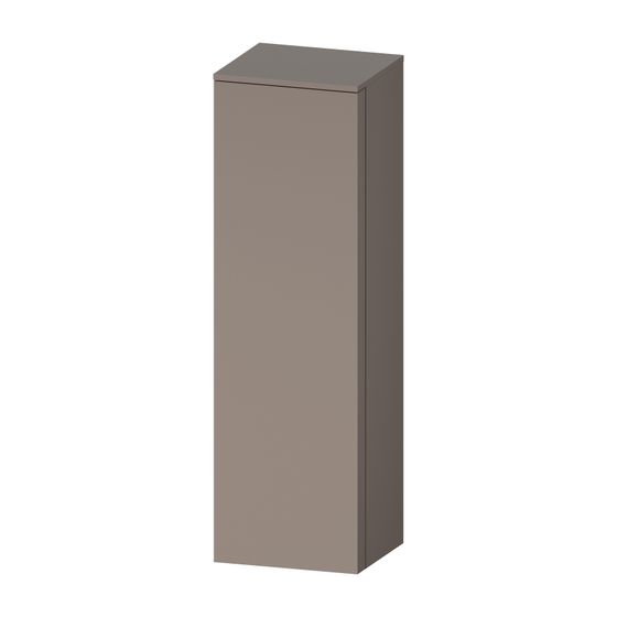 Duravit Qatego Halbhochschrank Dekor 360x400x1320mm, Basalt Matt, 1 Tür L, 3 Glasfachböden, Grifflos