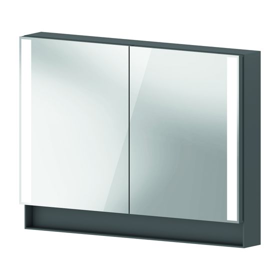 Duravit Qatego Spiegelschrank Wandmontage 155x1000x750mm, Graphit, 2 Türen L/R, 2 Glasfachböden, 25W, Steckd. J m.In-Bel