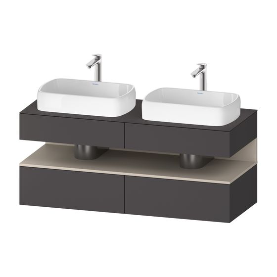 Duravit Qatego Konsolenwaschtischunterbau wandh 550x1400x600mm 1 offenes Fach, Graphit Matt/Taupe SM, Dekor/Lack 2 SK, Grifflos