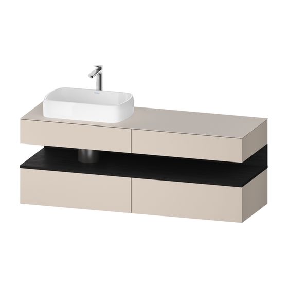 Duravit Qatego Konsolenwaschtischunterbau wandh 550x1600x600mm 1 OF L, Taupe Matt/Eiche Mattschwarz, Dekor/Lack 2 SK, Grifflos
