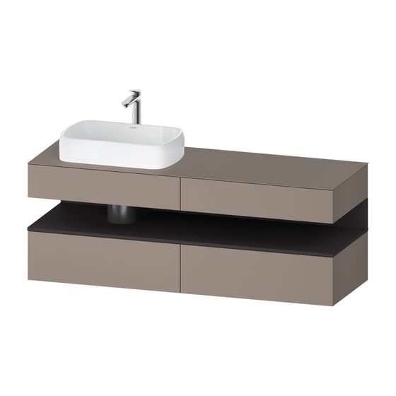 Duravit Qatego Konsolenwaschtischunterbau wandh 550x1600x600mm 1 OF L, Basalt Matt/Graphit SM, Dekor/Lack 2 SK, Grifflos