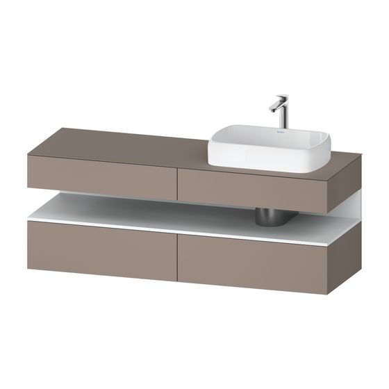 Duravit Qatego Konsolenwaschtischunterbau wandh 550x1600x600mm 1 oF R, Basalt Matt/Mattweiß, Dekor/Lack, 2 SK Grifflos, Ni-Bel