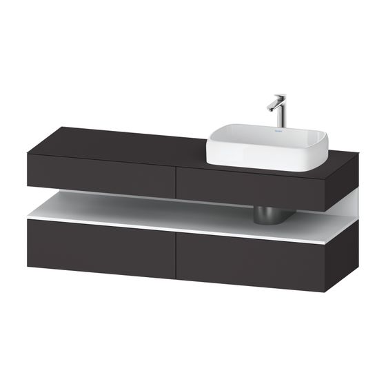 Duravit Qatego Konsolenwaschtischunterbau wandh 550x1600x600mm 1 OF R, Graphit SM/Mattweiß, Dekor/Lack 2 SK, Grifflos