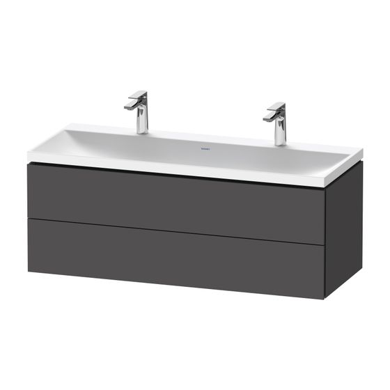 Duravit L-Cube Waschtisch-Set C-shaped wh Echtholzfurnier, 480x1200x480mm, Graphit Matt, 2 Schubkästen, Grifflos
