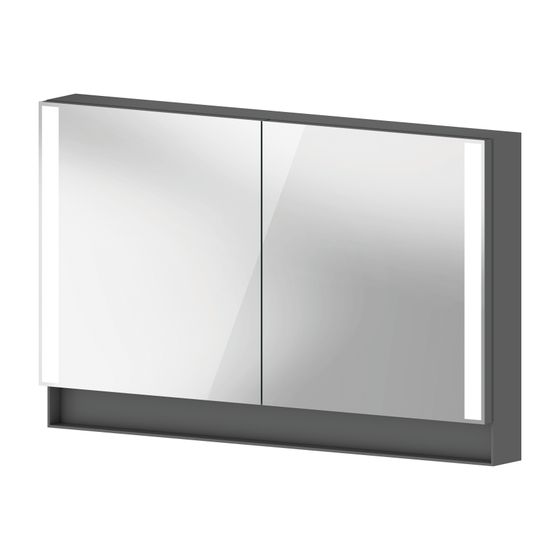 Duravit Qatego Spiegelschrank Wandmontage 155x1200x750mm, Graphit, 2 Türen L/R, 2 Glasfachböden, 26W, Steckd. J o.In-Bel