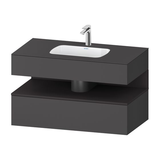 Duravit Qatego Einbauwaschtisch mit Konsolenwaschtischunterbau 550x1000x600mm Graphit SM/Graphit Matt, Dekor, 1 AZ o.Gr. Ni-Bel