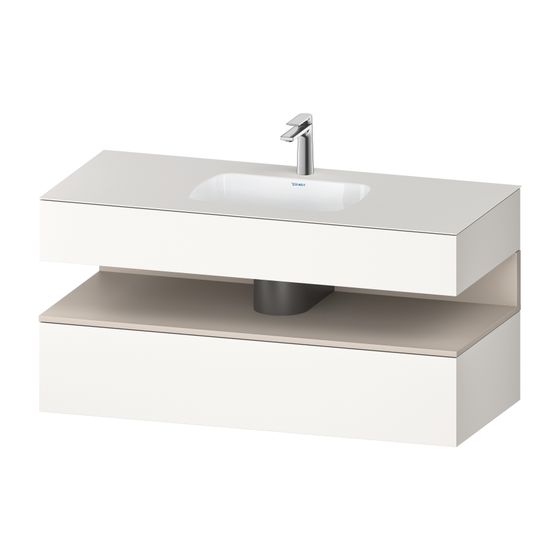 Duravit Qatego Einbauwaschtisch mit Konsolenwaschtischunterbau 550x1200x600mm Taupe Matt/Weiß SM, Dekor, 1 Auszug, Grifflos