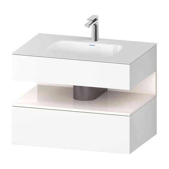 Duravit Qatego Einbauwaschtisch mit Konsolenwaschtischunterbau 550x800x600mm Weiß HG/Mattweiß, Dekor, 1 Auszug, Grifflos, Ni-Bel