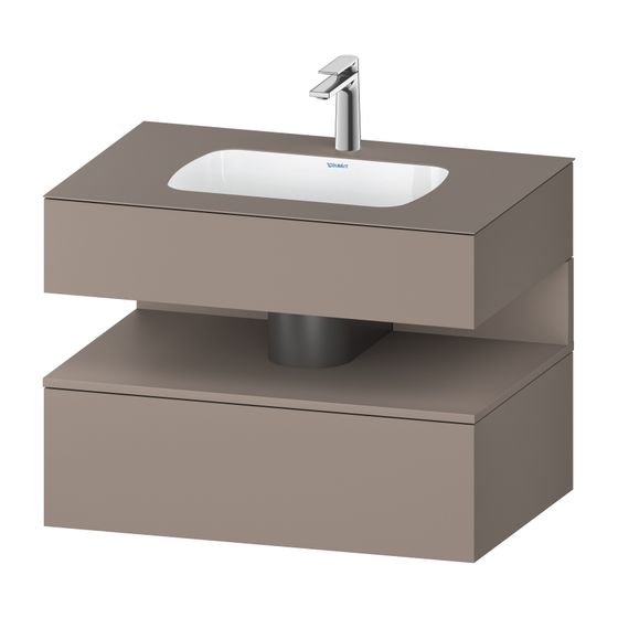 Duravit Qatego Einbauwaschtisch mit Konsolenwaschtischunterbau 550x800x600mm, Basalt Matt, Dekor, 1 Auszug, Grifflos
