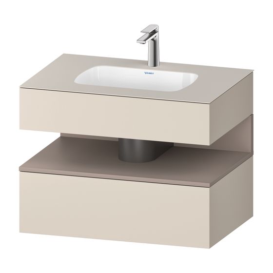 Duravit Qatego Einbauwaschtisch mit Konsolenwaschtischunterbau 550x800x600mm Basalt Matt/Taupe SM, Dekor, 1 AZ, Grifflos, Ni-Bel