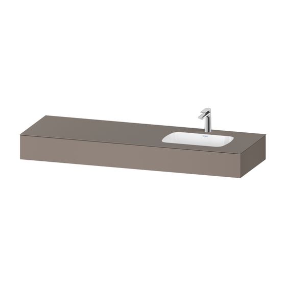 Duravit Qatego Einbauwaschtisch mit Konsole 550x1600x170mm, Basalt Matt, mit Überlauf, ohne Armatur oder HLB, WP R