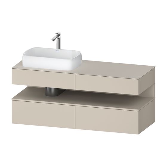 Duravit Qatego Konsolenwaschtischunterbau wandhäng. 550x1400x600mm 1 OF L, Taupe SM, Dekor/Lack, 2 SK, Grifflos