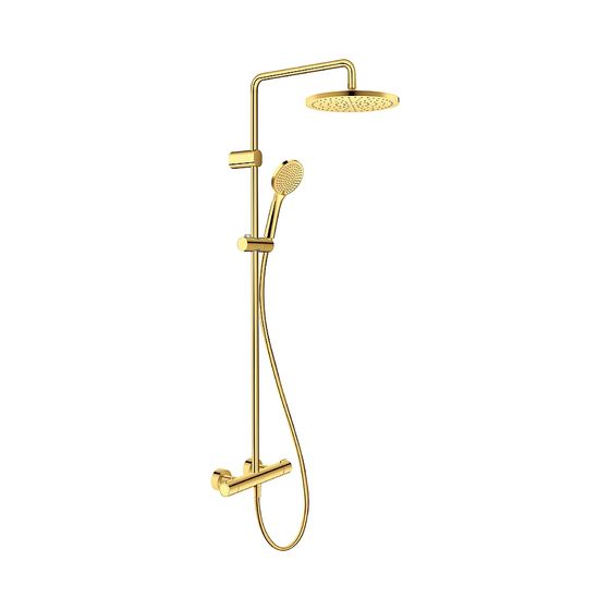 Duravit Shower Systems Duschsystem Gold poliert, Thermostat, Kopfbrause 250mm, 9l/min, höhenverstellbar, 1124mm