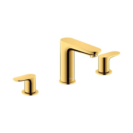Duravit Wave 3-Loch Waschtischarmatur Keramikmischsystem, ohne Zugstange, Gold poliert, Ausladung 129mm, 4,5l/min bei 3bar