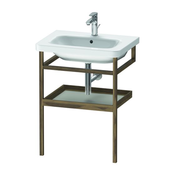 Duravit DuraStyle Holzgestell 440x590x805mm, Eckig, mit Handtuchhalter/Ablage, Amerikanischer Nussbaum, Massivholz/Betongrau