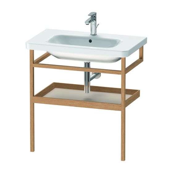 Duravit DuraStyle Holzgestell 440x740x805mm, Eckig, mit Handtuchhalter/Ablage, Europäische Eiche, Massivholz/Taupe