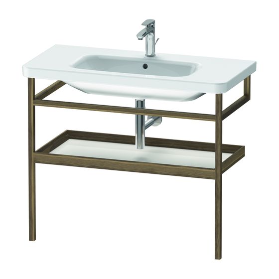 Duravit DuraStyle Holzgestell 440x940x805mm, Eckig, mit Handtuchhalter/Ablage, Amerikanischer Nussbaum, Massivholz/Weiß HG