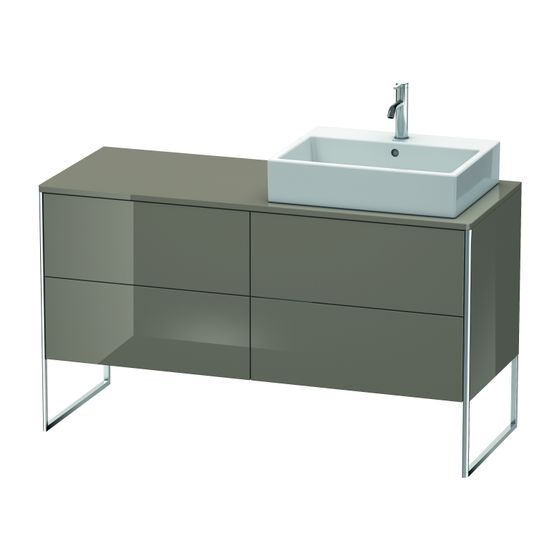 Duravit XSquare Konsolenwaschtischunterbau bodenst. 548x1400x778mm R, ohne KSP Flanell Grau HG, Grifflos, 4 Auszüge