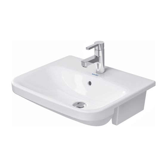 Duravit DuraStyle Halbeinbauwaschtisch 455x550x170mm, Weiß Hochglanz, 1 HL, mit Überlauf, Befestigung für Holzkonsolen