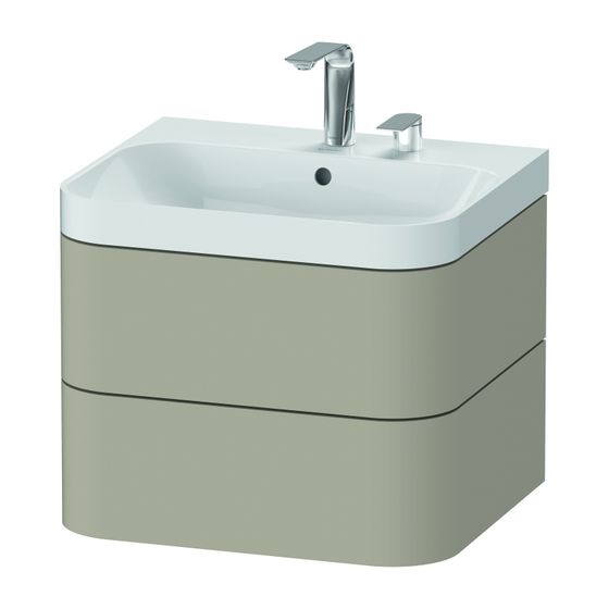 Duravit Happy D.2 Waschtisch-Set C-shaped wh Dekor, 490x575x480mm Taupe Seidenmatt, Grifflos, 2 SK, 2 HL, mit Möbel-WT