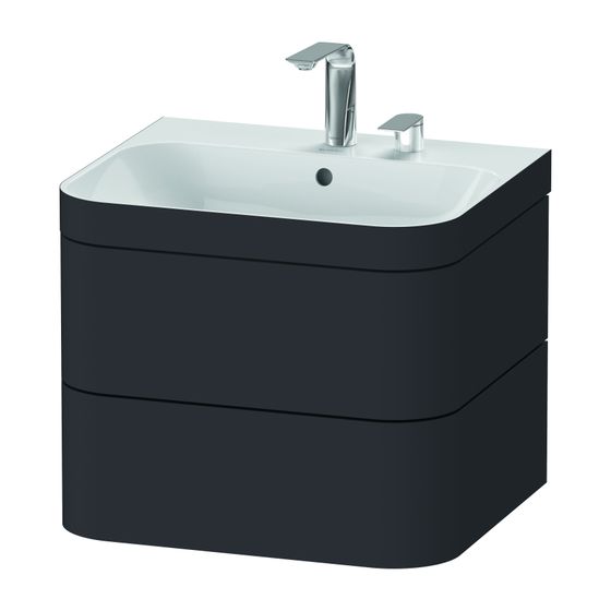 Duravit Happy D.2 Waschtisch-Set C-bonded wh Dekor 490x575x480mm, 2 Schubkästen, 1HL, Weiß SM, Dekor, Grifflos