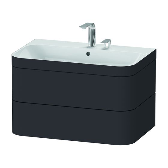 Duravit Happy D.2 Waschtisch-Set C-bonded wh Lack 490x775x480mm, 2 Schubkästen, Taupe SM, Dekor, Grifflos