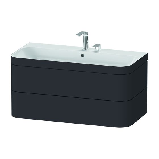 Duravit Happy D.2 Waschtisch-Set C-bonded wh Lack 490x975x480mm, 2 Schubkästen, Weiß SM, Dekor, Grifflos
