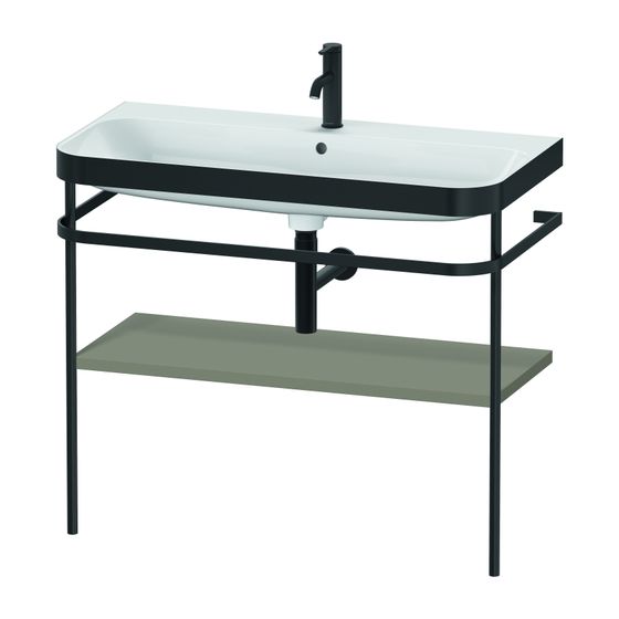 Duravit Happy D.2 Waschtisch-Set C-bonded Metallkonsole Lack, 490x975x850mm, Steingrau Seidenmatt, 1 HL, Grifflos