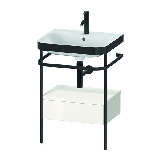 Duravit Happy D.2 Waschtisch-Set C-bonded Metallkonsole, SK Lack, 490x575x850mm, Weiß Hochglanz, 1 HL, Grifflos