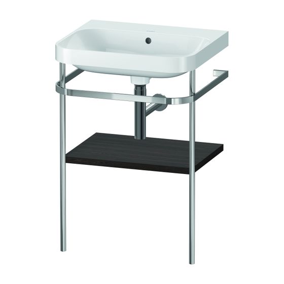 Duravit Happy D.2 Waschtisch-Set C-shaped Metallkonsole 490x575x850mm, Nusb.gebürstet, ohne HL, mit Überlauf/HLB