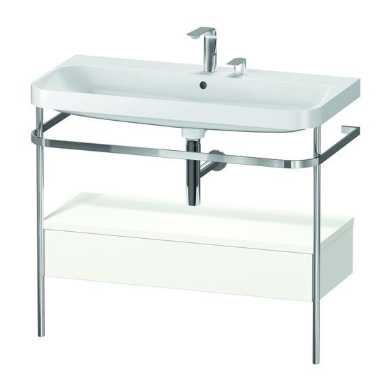 Duravit Happy D.2 Waschtisch-Set C-shaped Metallkonsole, SK Dekor, 490x975x850mm, Weiß Seidenmatt, 2 HL, Grifflos