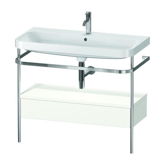Duravit Happy D.2 Waschtisch-Set C-shaped Metallkonsole, SK Dekor, 490x975x850mm, Weiß Seidenmatt, 1 HL, Grifflos