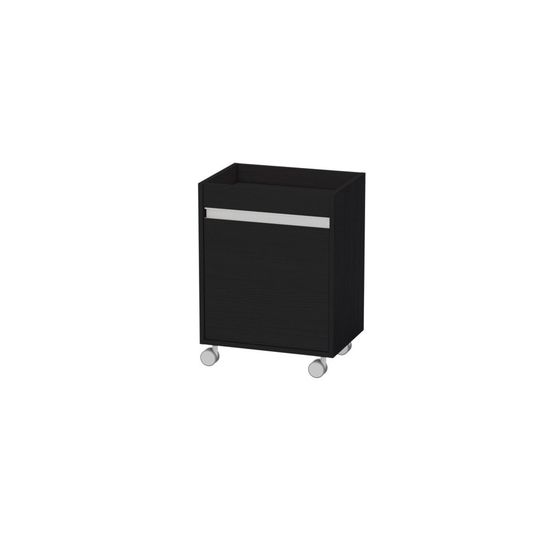 Duravit Ketho Rollcontainer Dekor, 360x500x670mm, Eiche Mattschwarz, Dekor, 1 Tür Rechts, Griffleiste Silber