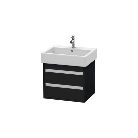 Duravit Ketho Waschtischunterbau wandhäng. 440x550x480mm, Eiche Mattschwarz, Griffleiste, 2 SK, Aus./Schürze