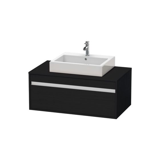 Duravit Ketho Konsolenwaschtischunterbau wandh 550x1000x426mm M mit KSP Eiche Mattschwarz Griffleiste Silber 1 AZ für AS