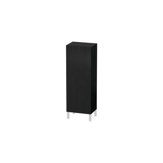Duravit L-Cube Halbhochschrank Echtholzfurnier 363x500x1320mm Eiche Mattschwarz, 1 Tür R, 3 Glas-FB mit Alutr. Grifflos