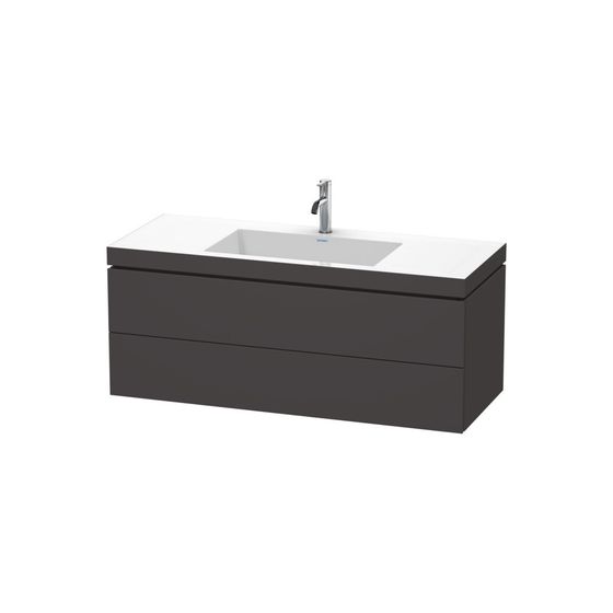 Duravit L-Cube Waschtisch-Set C-bonded wh Dekor, 480x1200x500mm Graphit SM, Grifflos, 2 SK, 1 HL, mit Möbel-WT