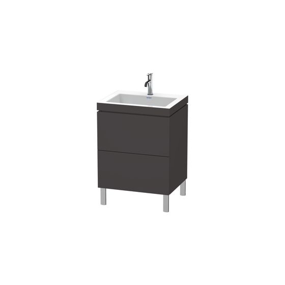 Duravit L-Cube Waschtisch-Set C-bonded bodenst. Dekor, 480x600x698mm Graphit SM, Grifflos, 2 Auszüge, 1 HL, mit Möbel-WT