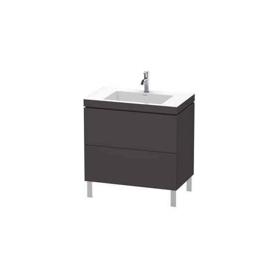 Duravit L-Cube Waschtisch-Set C-bonded bds Echtholzfurnier, 480x800x698mm Graphit SM, Grifflos, 2 Auszüge, 1 HL, mit Möbel-WT